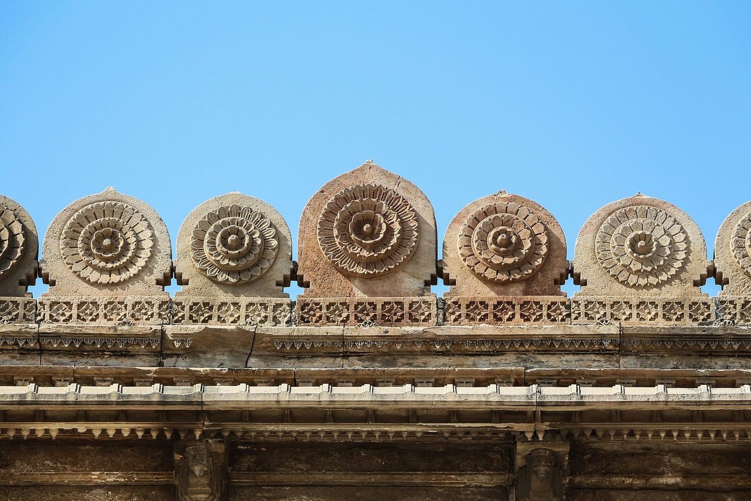 The pillared prayer hall of Jama Masjid in the walled city
