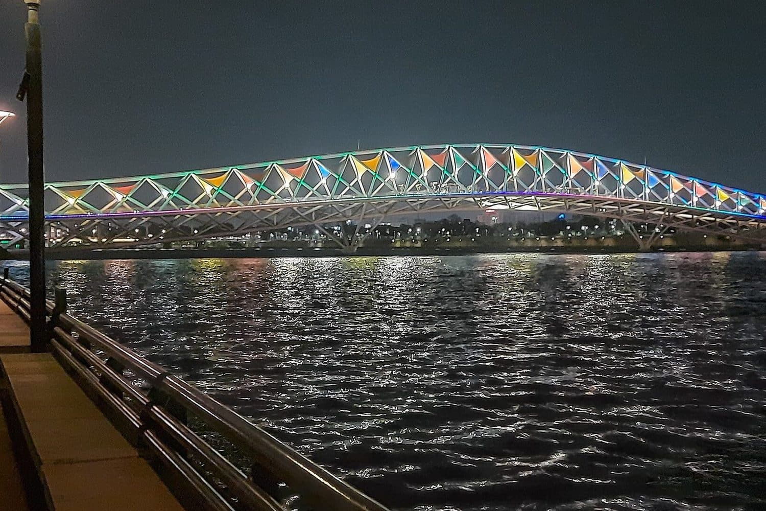 The Sabarmati riverfront and the Atal pedestrian bridge, Ahmedabad