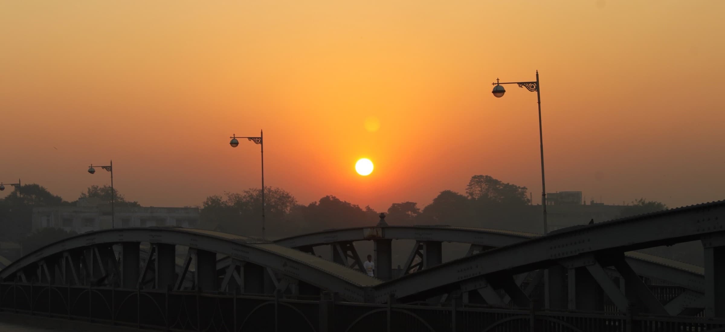 Sunrise over the Sabarmati at Ellis Bridge, Ahmedabad